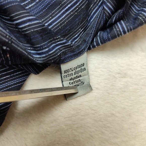 Visconti Uomo Shirt Mens M Blue Striped Long Sleeve Button Up Contrasting Trim - Picture 7 of 12